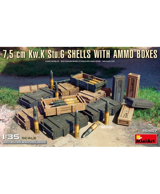 MiniArt 7,5 cm Kw.K Stu.G SHELLS WITH AMMO BOXES 1/35