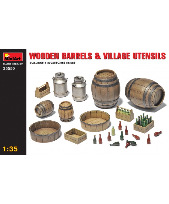 MiniArt WOODEN BARRELS & VILLAGE UTENSILS 1/35