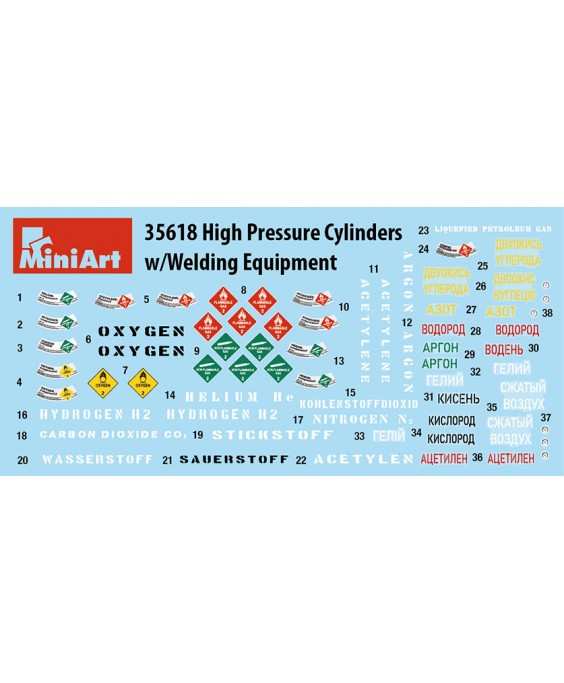 MiniArt modelis High Pressure ylinders w/Welding Equipment 1/35