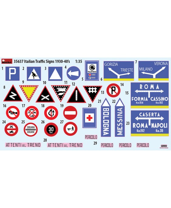 MiniArt Italian Traffic Signs 1930-40's 1/35