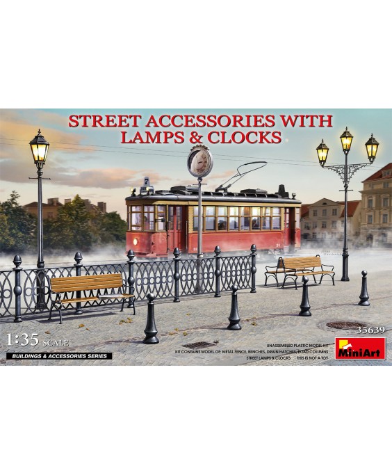 MiniArt Street Accessories with lamps & clocks 1/35