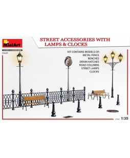 MiniArt Street Accessories with lamps & clocks 1/35