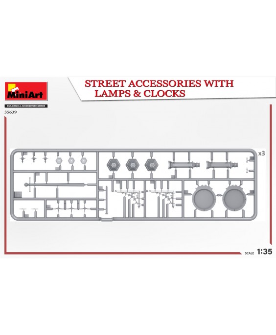 MiniArt Street Accessories with lamps & clocks 1/35
