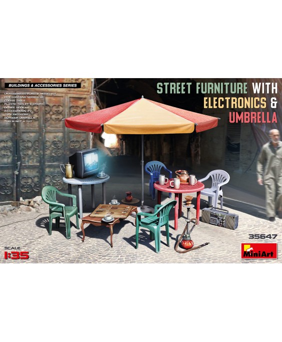 MiniArt Street furniture with electronics & umbrella 1/35