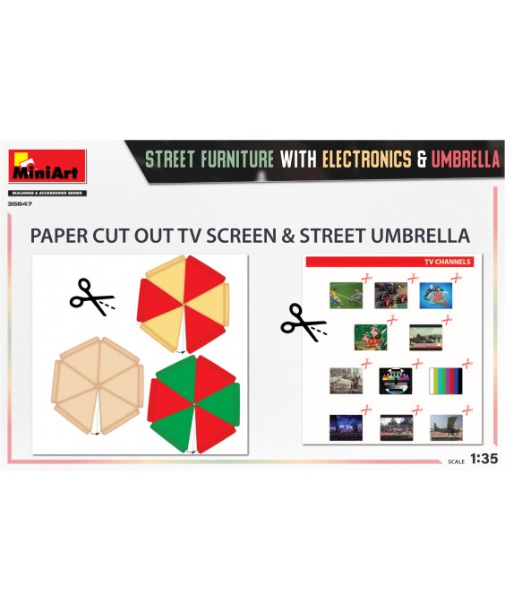 MiniArt Street furniture with electronics & umbrella 1/35