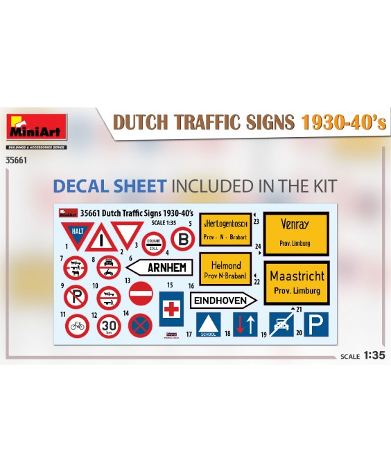 MiniArt DUTCH TRAFFIC SIGNS 1930-40’s. 1/35 MiniArt DUTCH TRAFFIC SIGNS 1930-40’s. 1/35
