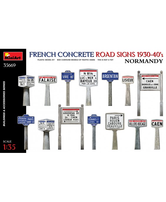MiniArt French concrete road signs 1930-40's. Normandy 1/35