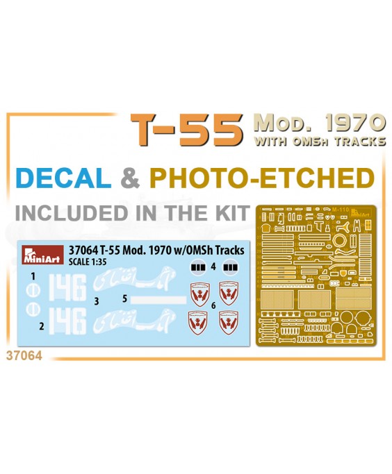 MiniArt modelis T-55 Mod. 1970 with OMSh Tracs 1/35