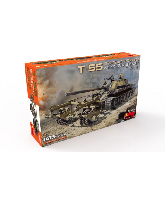 MiniArt modelis T-55 CZECHOSLOVAK PRODUCTION with KMT-5M MINE ROLLER 1/35
