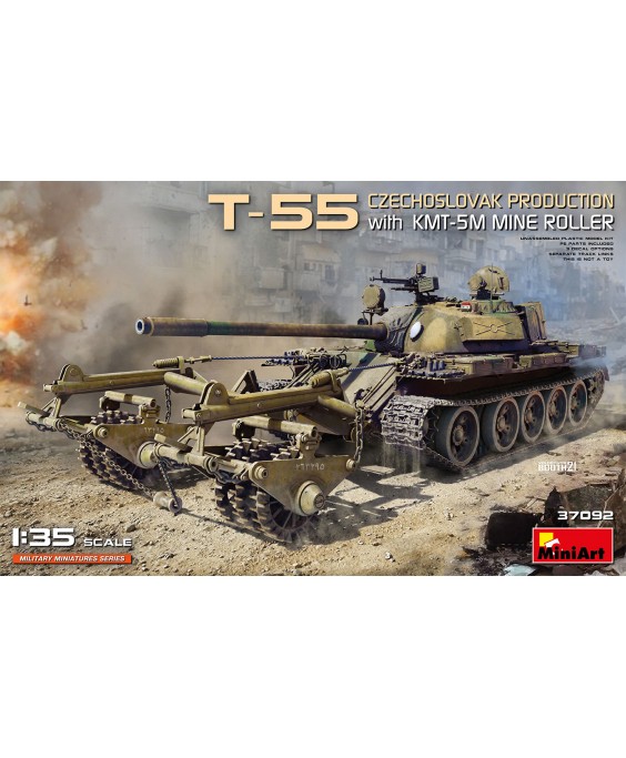 MiniArt modelis T-55 CZECHOSLOVAK PRODUCTION with KMT-5M MINE ROLLER 1/35