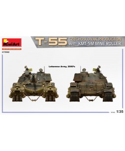MiniArt modelis T-55 CZECHOSLOVAK PRODUCTION with KMT-5M MINE ROLLER 1/35