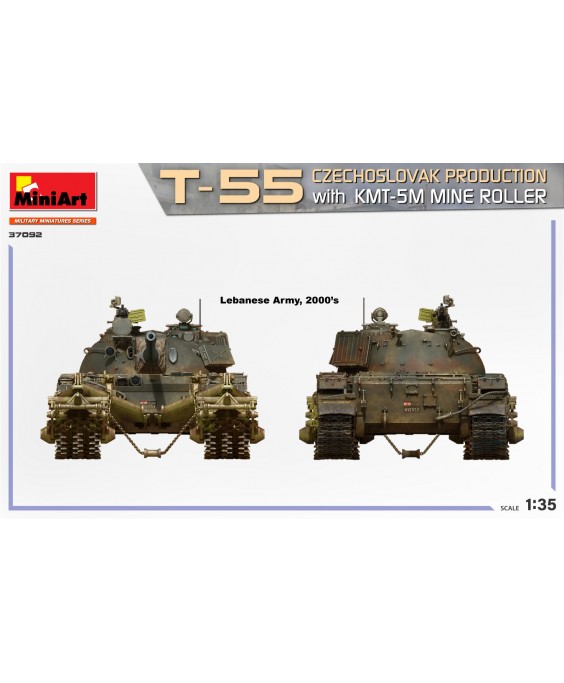 MiniArt modelis T-55 CZECHOSLOVAK PRODUCTION with KMT-5M MINE ROLLER 1/35