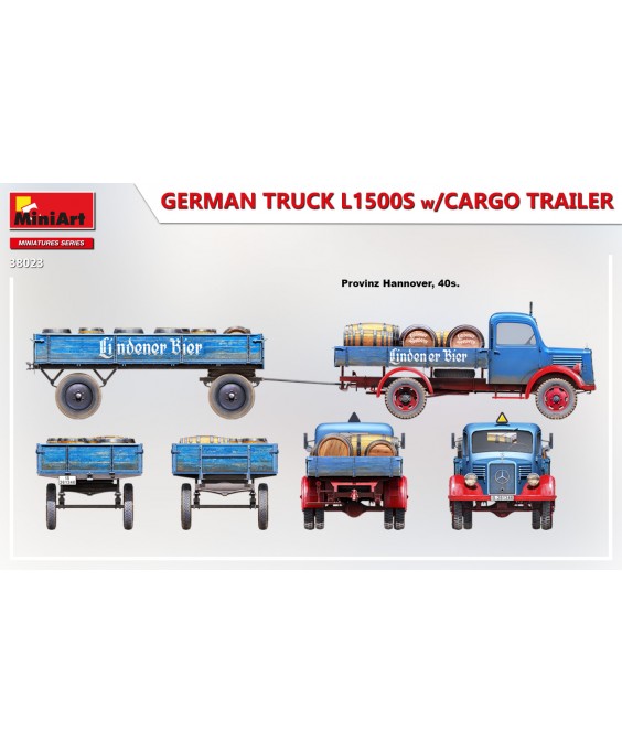 MiniArt modelis German  truck L1500S w/Cargo trailer 1/35
