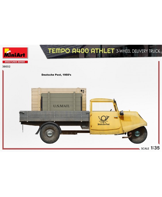 MiniArt modelis TEMPO A400 ATHLET 3-WHEEL DELIVERY TRUCK 1/35