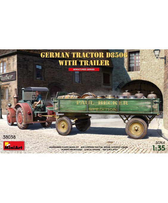 MiniArt modelis German tractor D8506 with trailer 1/35