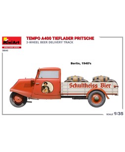 MiniArt modelis TEMPO A400 TIEFLADER PRITSCHE 3-WHEEL BEER DELIVERY TRUCK 1/35