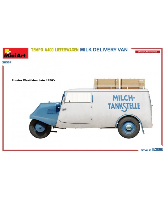 MiniArt modelis TEMPO A400 LIEFERWAGEN. MILK DELIVERY VAN 1/35