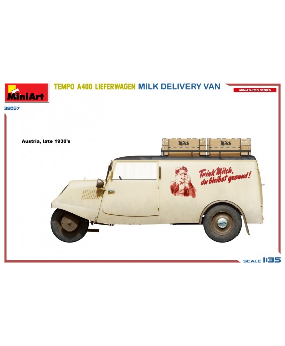 MiniArt modelis TEMPO A400 LIEFERWAGEN. MILK DELIVERY VAN 1/35