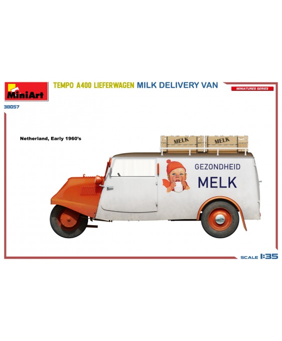MiniArt modelis TEMPO A400 LIEFERWAGEN. MILK DELIVERY VAN 1/35