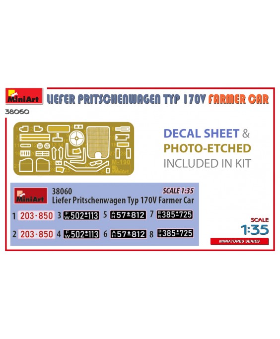 MiniArt modelis LIEFER PRITSCHENWAGEN TYP 170V FARMER CAR 1/35