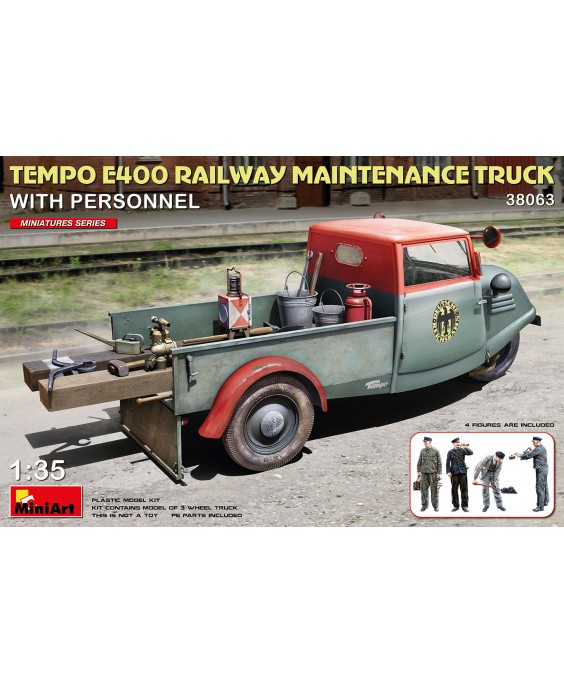 MiniArt modelis TEMPO E400 RAILWAY MAINTENANCE TRUCK WITH PERSONNEL 1/35
