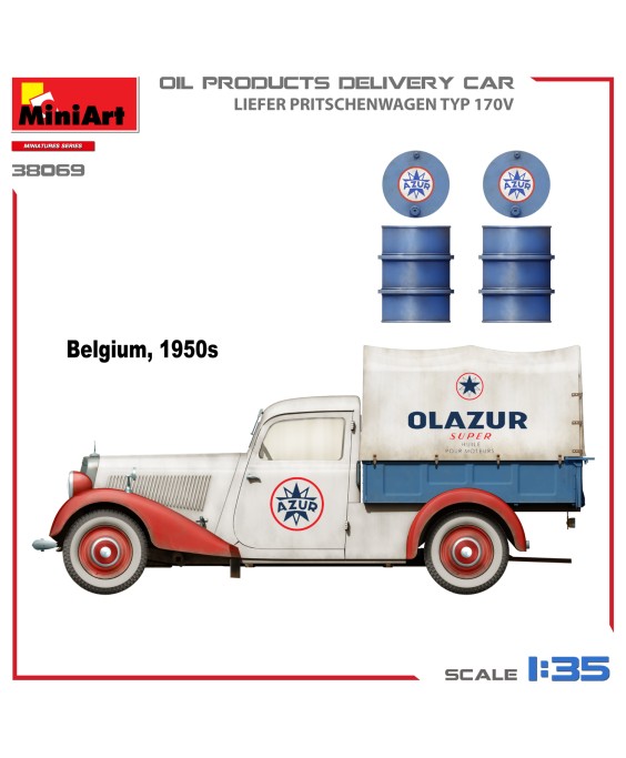 MiniArt modelis OIL PRODUCTS DELIVERY CAR, LIEFER PRITSCHENWAGEN TYP 170V 1/35