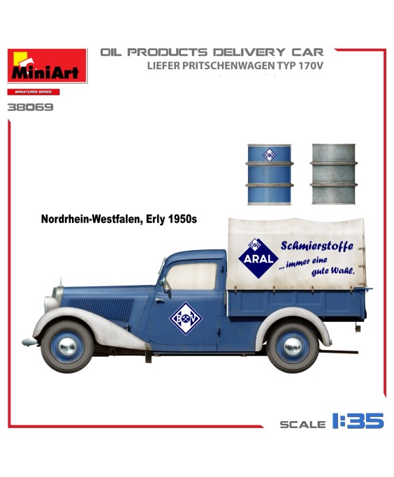 MiniArt modelis OIL PRODUCTS DELIVERY CAR, LIEFER PRITSCHENWAGEN TYP 170V 1/35