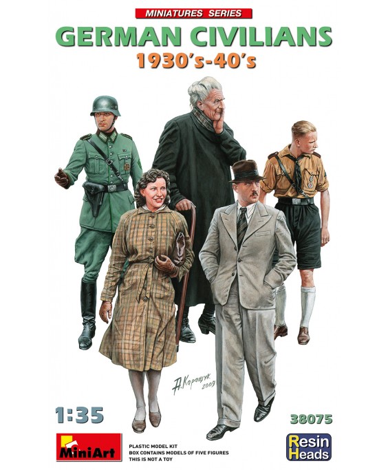 MiniArt modelis GERMAN CIVILIANS 1930-40S. RESIN HEADS 1/35