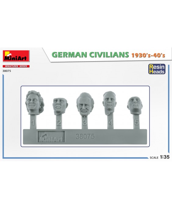MiniArt modelis GERMAN CIVILIANS 1930-40S. RESIN HEADS 1/35