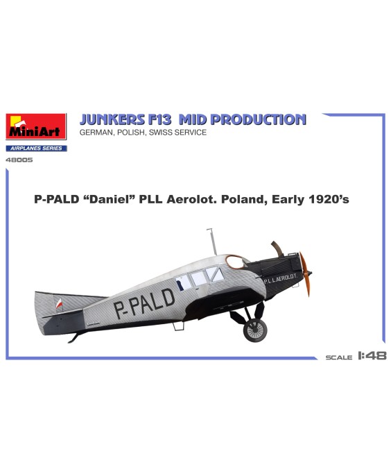 MiniArt Junkers F13. Mid Prod. German, Polish, Swiss Service 1/48