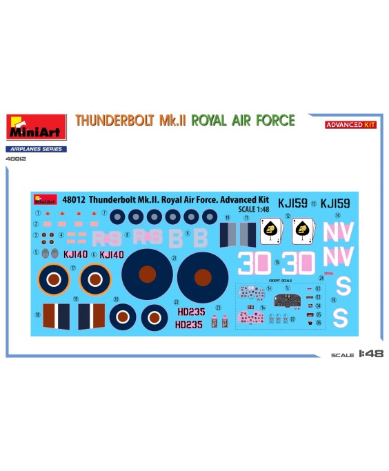 MiniArt modelis THUNDERBOLT Mk.II. ROYAL AIR FORCE 1/48