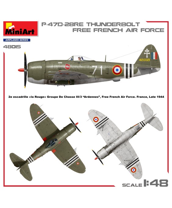 MiniArt modelis P-47D-28RE THUNDERBOLT. FREE FRENCH AIR FORCE 1/48