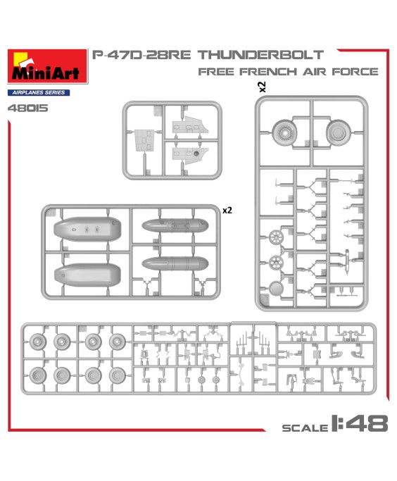 MiniArt modelis P-47D-28RE THUNDERBOLT. FREE FRENCH AIR FORCE 1/48
