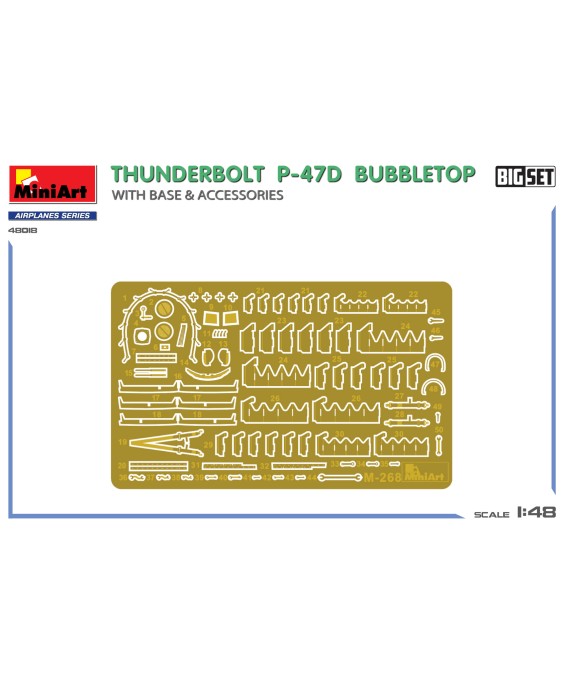 MiniArt THUNDERBOLT P-47D BUBBLETOP WITH BASE & ACCESSORIES. BIG SET 1/48
