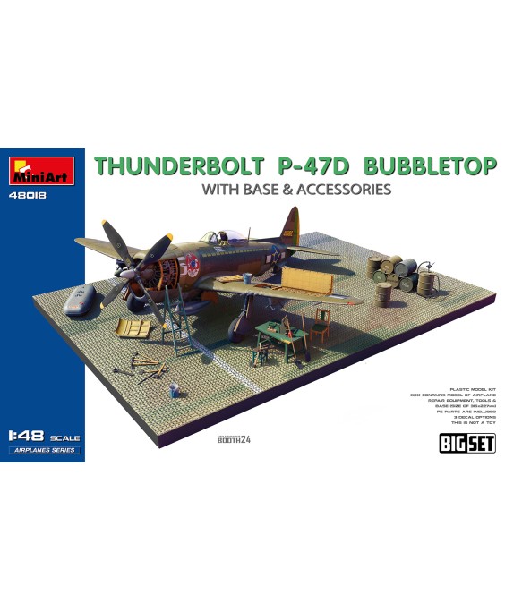 MiniArt THUNDERBOLT P-47D BUBBLETOP WITH BASE & ACCESSORIES. BIG SET 1/48