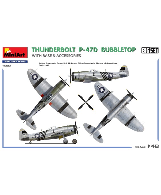 MiniArt THUNDERBOLT P-47D BUBBLETOP WITH BASE & ACCESSORIES. BIG SET 1/48