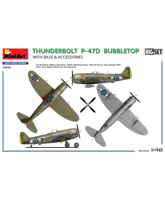 MiniArt THUNDERBOLT P-47D BUBBLETOP WITH BASE & ACCESSORIES. BIG SET 1/48