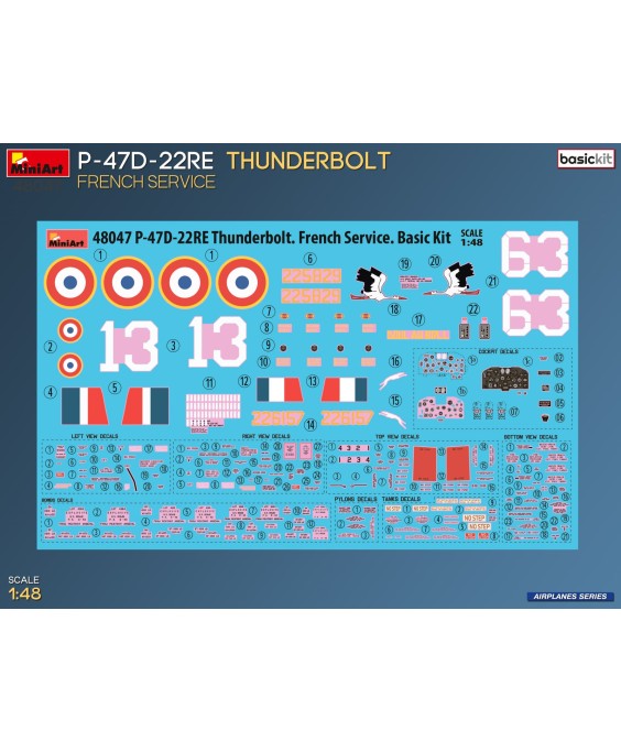 MiniArt P-47D-22RE THUNDERBOLT. FRENCH SERVICE. BASIC KIT 1/48