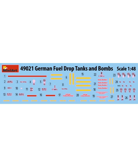 MiniArt GERMAN FUEL DROP TANKS AND BOMBS 1/48