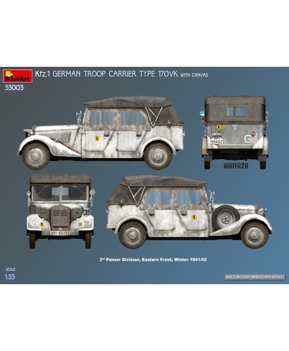MiniArt Kfz.1 GERMAN TROOP CARRIER TYPE 170VK WITH CANVAS 1/35