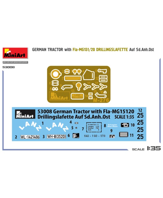 MiniArt FIELD GERMAN TRACTOR with Fla-MG151/20 DRILLINGSLAFETTE Auf Sd.Anh.Ost 1/35