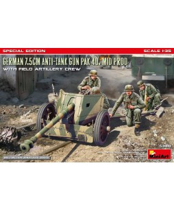MiniArt GERMAN 7.5CM ANTI-TANK GUN PAK 40. MID PROD W/ARTILLERY CREW. 1/35