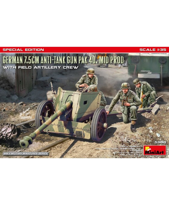 MiniArt GERMAN 7.5CM ANTI-TANK GUN PAK 40. MID PROD W/ARTILLERY CREW. 1/35