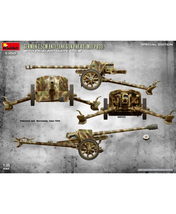 MiniArt GERMAN 7.5CM ANTI-TANK GUN PAK 40. MID PROD W/ARTILLERY CREW. 1/35