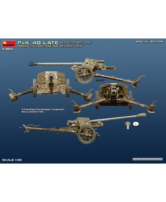 MiniArt German 7.5cm PaK 40 Late w/Elite Artillerie Regiment Crew  1/35