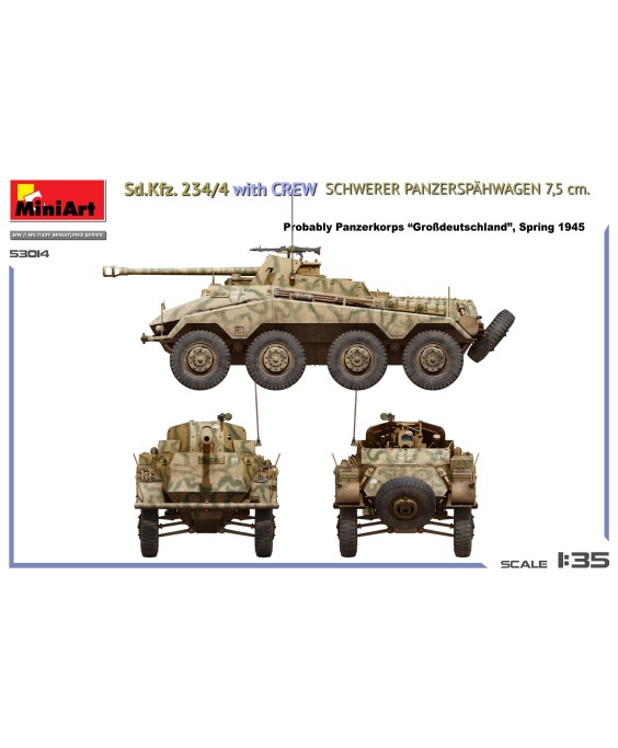 MiniArt Sd.Kfz. 234/4 w/CREW Schwerer Panzerspähwagen 7,5 cm. 1/35