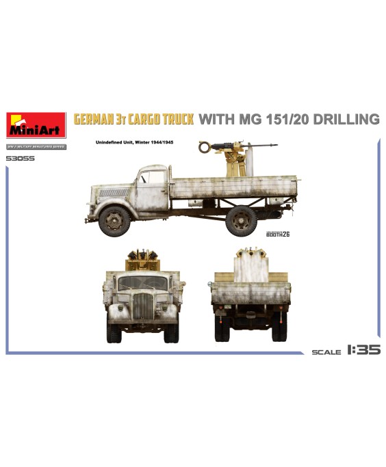 MiniArt GERMAN 3T CARGO TRUCK WITH MG 151/20 DRILLING 1/35