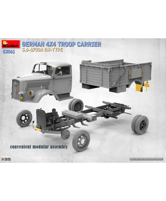 MiniArt GERMAN 4X4 TROOP CARRIER 3.6-6700A RN-TYPE 1/35 MiniArt GERMAN 4X4 TROOP CARRIER 3.6-6700A RN-TYPE 1/35