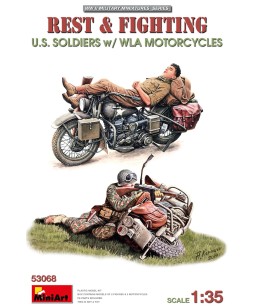 MiniArt REST & FIGHTING. U.S. SOLDIERS w/WLA MOTORCYCLES 1/35