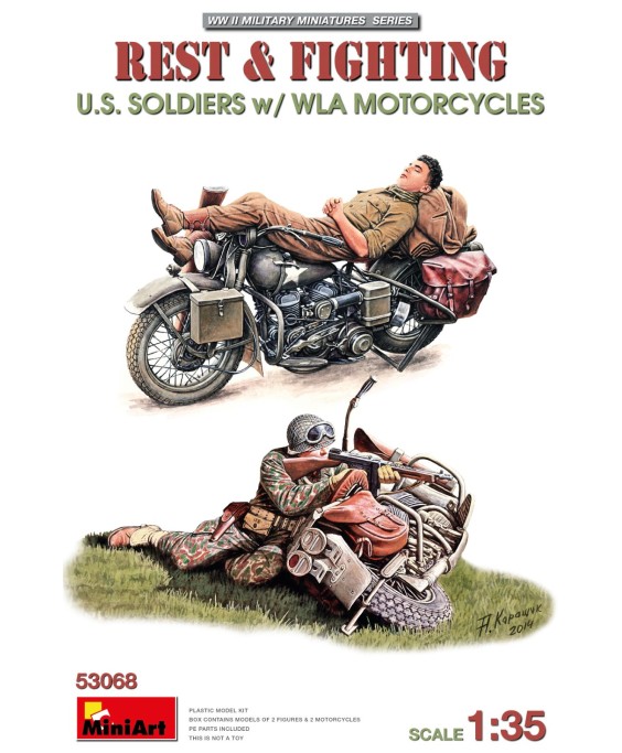 MiniArt REST & FIGHTING. U.S. SOLDIERS w/WLA MOTORCYCLES 1/35